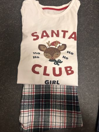 Pyjama enfant Santa Club motif renne carreaux tartan «girl »